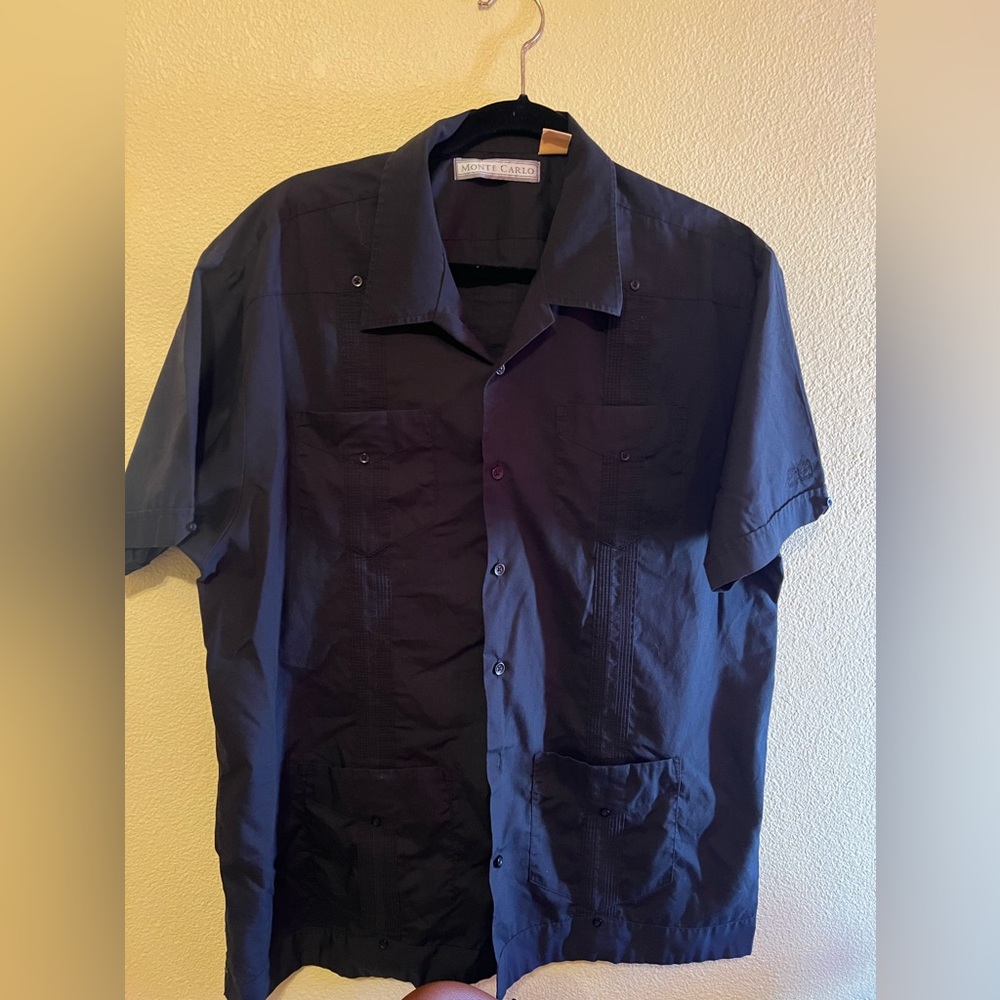 Guayabera Men's Black Short Sleeve